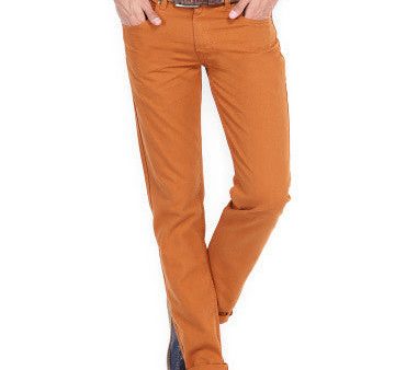 Peter England Men Rust Orange Slim Fit Jeans Fashion